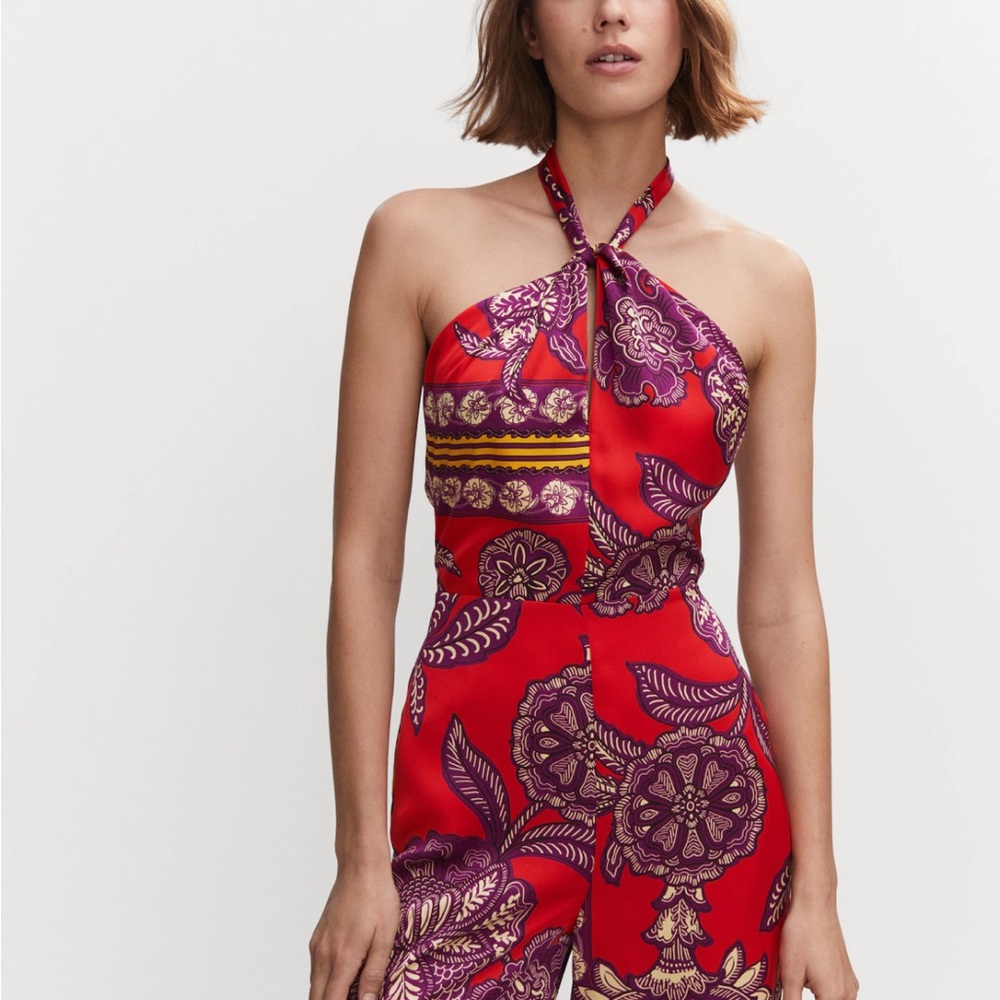 Elegant Red and Purple Women's Jumpsuit